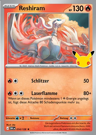 Reshiram 014/128 30 Jahre (30C) Pokémon-Karte (Near Mint)