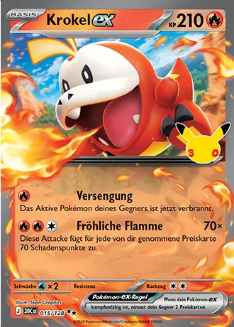 Krokel-ex 015/128 30 Jahre (30C) Pokémon-Karte (Near Mint)