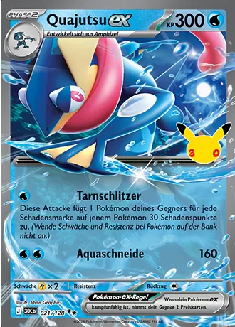 Quajutsu-ex 021/128 30 Jahre (30C) Pokémon-Karte (Near Mint)