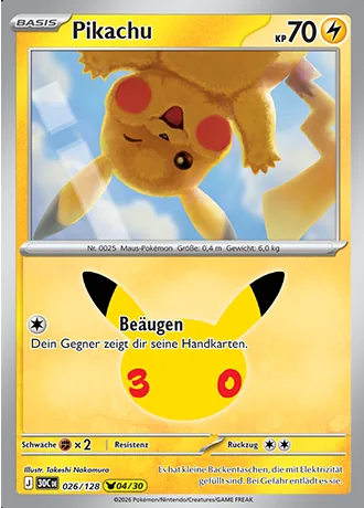 Pikachu 026/128 30 Jahre (30C) Pokémon-Karte (Near Mint)