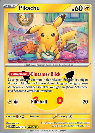 Pikachu 028/128 30 Jahre (30C) Pokémon-Karte (Near Mint)
