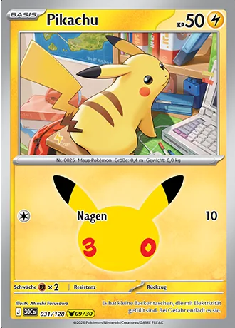 Pikachu 031/128 30 Jahre (30C) Pokémon-Karte (Near Mint)