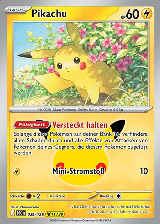 Pikachu 033/128 30 Jahre (30C) Pokémon-Karte (Near Mint)