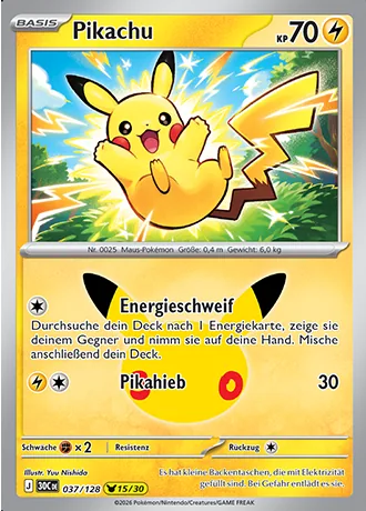 Pikachu 037/128 30 Jahre (30C) Pokémon-Karte (Near Mint)