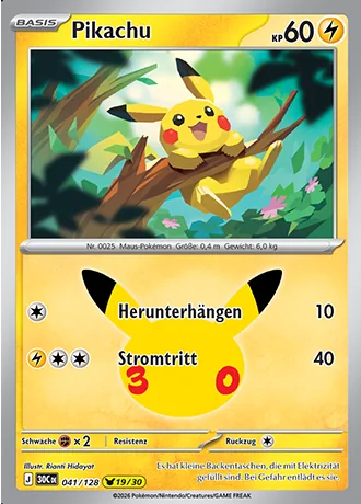 Pikachu 041/128 30 Jahre (30C) Pokémon-Karte (Near Mint)