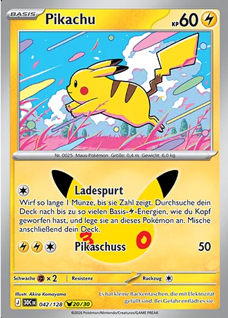 Pikachu 042/128 30 Jahre (30C) Pokémon-Karte (Near Mint)