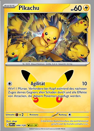 Pikachu 044/128 30 Jahre (30C) Pokémon-Karte (Near Mint)