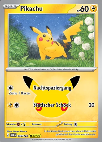 Pikachu 045/128 30 Jahre (30C) Pokémon-Karte (Near Mint)