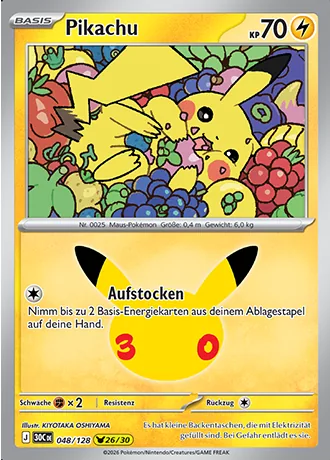 Pikachu 048/128 30 Jahre (30C) Pokémon-Karte (Near Mint)