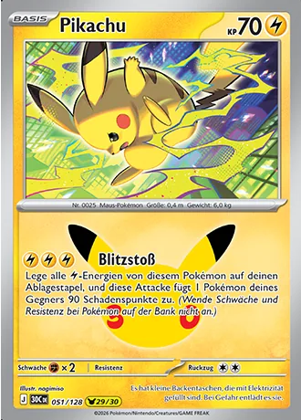 Pikachu 051/128 30 Jahre (30C) Pokémon-Karte (Near Mint)
