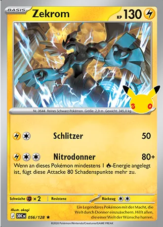 Zekrom 056/128 30 Jahre (30C) Pokémon-Karte (Near Mint)