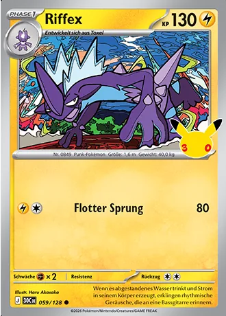 Riffex 059/128 30 Jahre (30C) Pokémon-Karte (Near Mint)