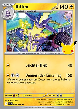Riffex 060/128 30 Jahre (30C) Pokémon-Karte (Near Mint)