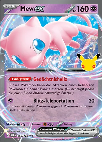 Mew-ex 066/128 30 Jahre (30C) Pokémon-Karte (Near Mint)