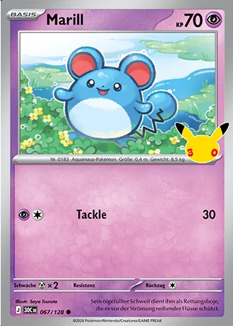 Marill 067/128 30 Jahre (30C) Pokémon-Karte (Near Mint)