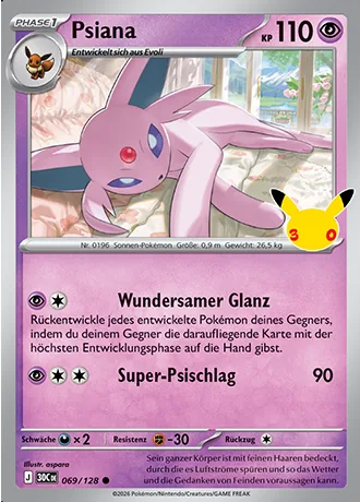 Psiana 069/128 30 Jahre (30C) Pokémon-Karte (Near Mint)