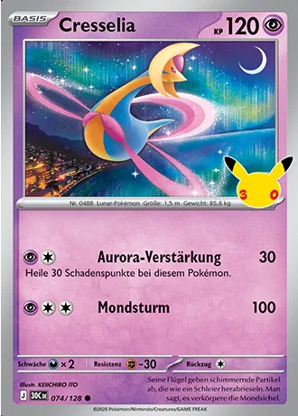 Cresselia 074/128 30 Jahre (30C) Pokémon-Karte (Near Mint)