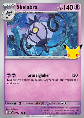 Skelabra 075/128 30 Jahre (30C) Pokémon-Karte (Near Mint)