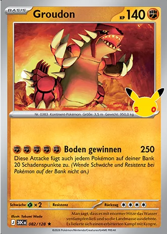 Groudon 082/128 30 Jahre (30C) Pokémon-Karte (Near Mint)