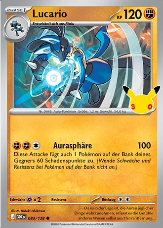 Lucario 083/128 30 Jahre (30C) Pokémon-Karte (Near Mint)