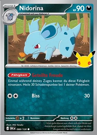 Nidorina 088/128 30 Jahre (30C) Pokémon-Karte (Near Mint)