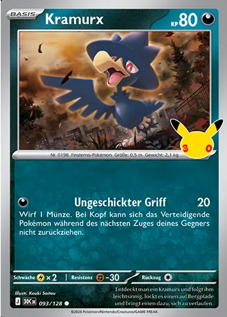 Kramurx 093/128 30 Jahre (30C) Pokémon-Karte (Near Mint)