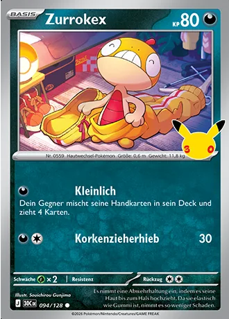 Zurrokex 094/128 30 Jahre (30C) Pokémon-Karte (Near Mint)