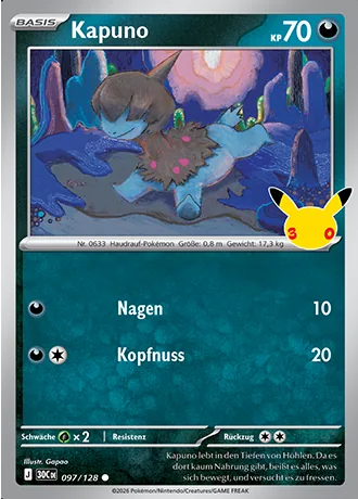 Kapuno 097/128 30 Jahre (30C) Pokémon-Karte (Near Mint)