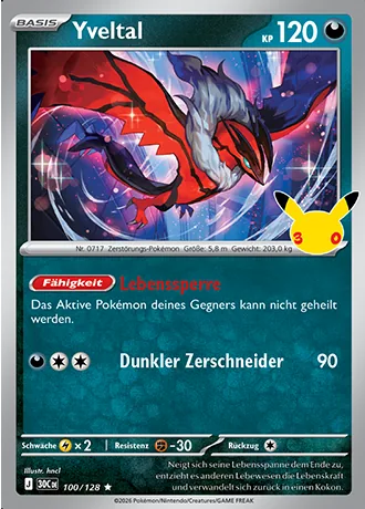 Yveltal 100/128 30 Jahre (30C) Pokémon-Karte (Near Mint)