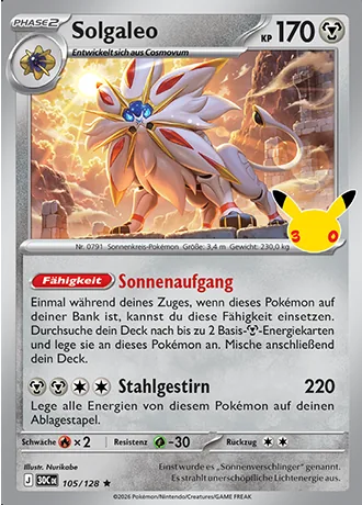 Solgaleo 105/128 30 Jahre (30C) Pokémon-Karte (Near Mint)