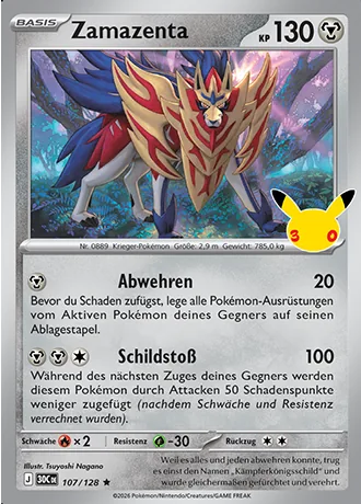 Zamazenta 107/128 30 Jahre (30C) Pokémon-Karte (Near Mint)