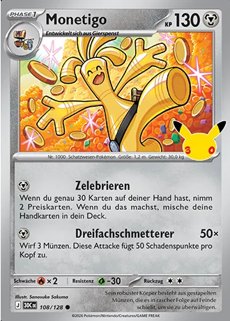 Monetigo 108/128 30 Jahre (30C) Pokémon-Karte (Near Mint)