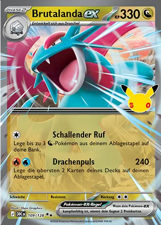 Brutalanda-ex 109/128 30 Jahre (30C) Pokémon-Karte (Near Mint)