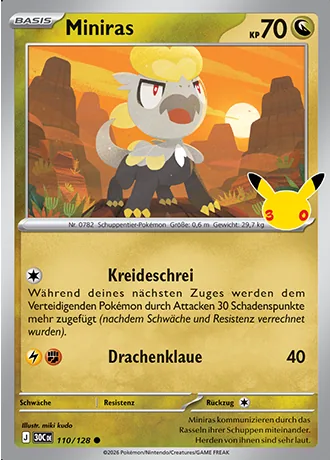 Miniras 110/128 30 Jahre (30C) Pokémon-Karte (Near Mint)