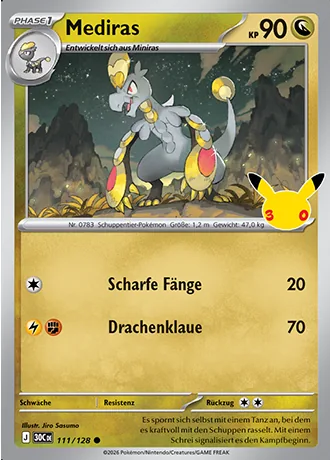 Mediras 111/128 30 Jahre (30C) Pokémon-Karte (Near Mint)