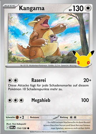 Kangama 114/128 30 Jahre (30C) Pokémon-Karte (Near Mint)