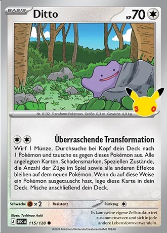 Ditto 115/128 30 Jahre (30C) Pokémon-Karte (Near Mint)