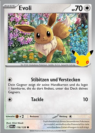 Evoli 116/128 30 Jahre (30C) Pokémon-Karte (Near Mint)