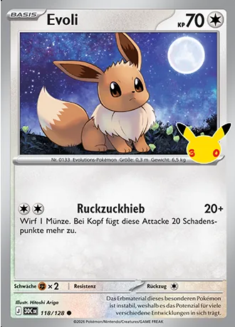 Evoli 118/128 30 Jahre (30C) Pokémon-Karte (Near Mint)
