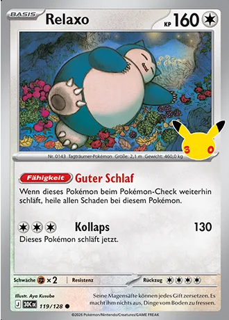 Relaxo 119/128 30 Jahre (30C) Pokémon-Karte (Near Mint)