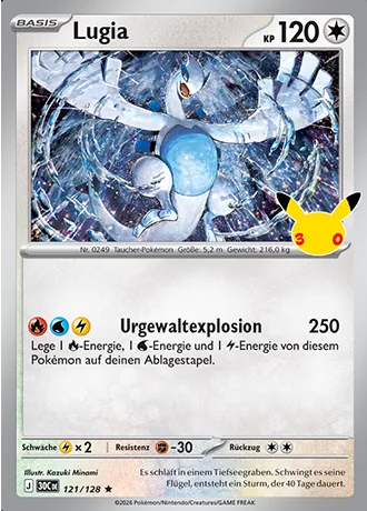 Lugia 121/128 30 Jahre (30C) Pokémon-Karte (Near Mint)