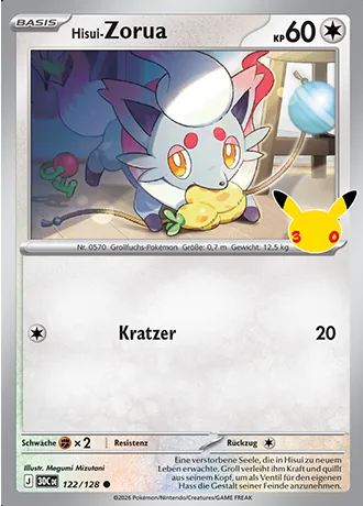Hisui-Zorua 122/128 30 Jahre (30C) Pokémon-Karte (Near Mint)