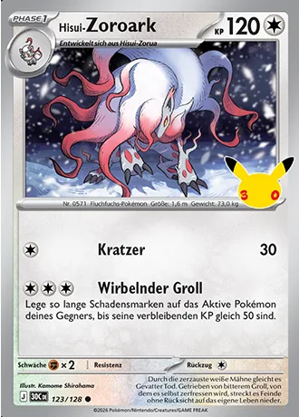 Hisui-Zoroark 123/128 30 Jahre (30C) Pokémon-Karte (Near Mint)