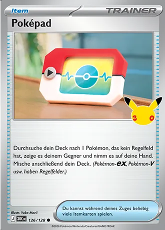 Poképad 126/128 30 Jahre (30C) Pokémon-Karte (Near Mint)