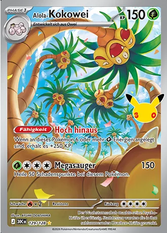 Alola-Kokowei 129/128 30 Jahre (30C) Pokémon-Karte (Near Mint)
