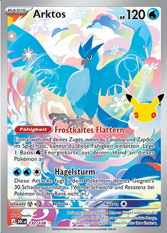 Arktos 132/128 30 Jahre (30C) Pokémon-Karte (Near Mint)