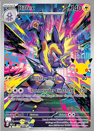 Riffex 134/128 30 Jahre (30C) Pokémon-Karte (Near Mint)