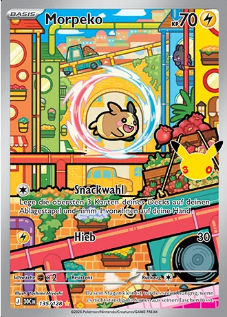 Morpeko 135/128 30 Jahre (30C) Pokémon-Karte (Near Mint)