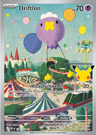 Driftlon 136/128 30 Jahre (30C) Pokémon-Karte (Near Mint)