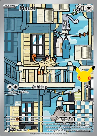 Mauzi 144/128 30 Jahre (30C) Pokémon-Karte (Near Mint)